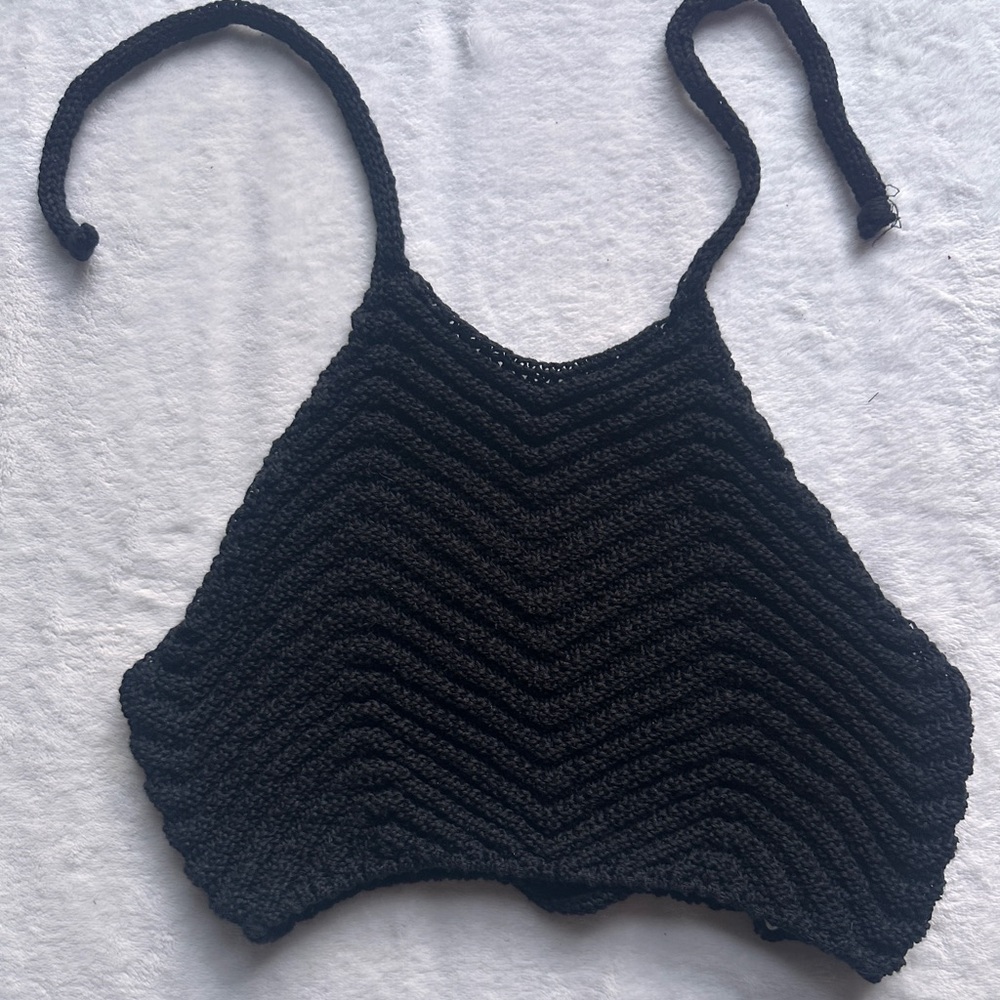 Black Halter crop top - size XS
